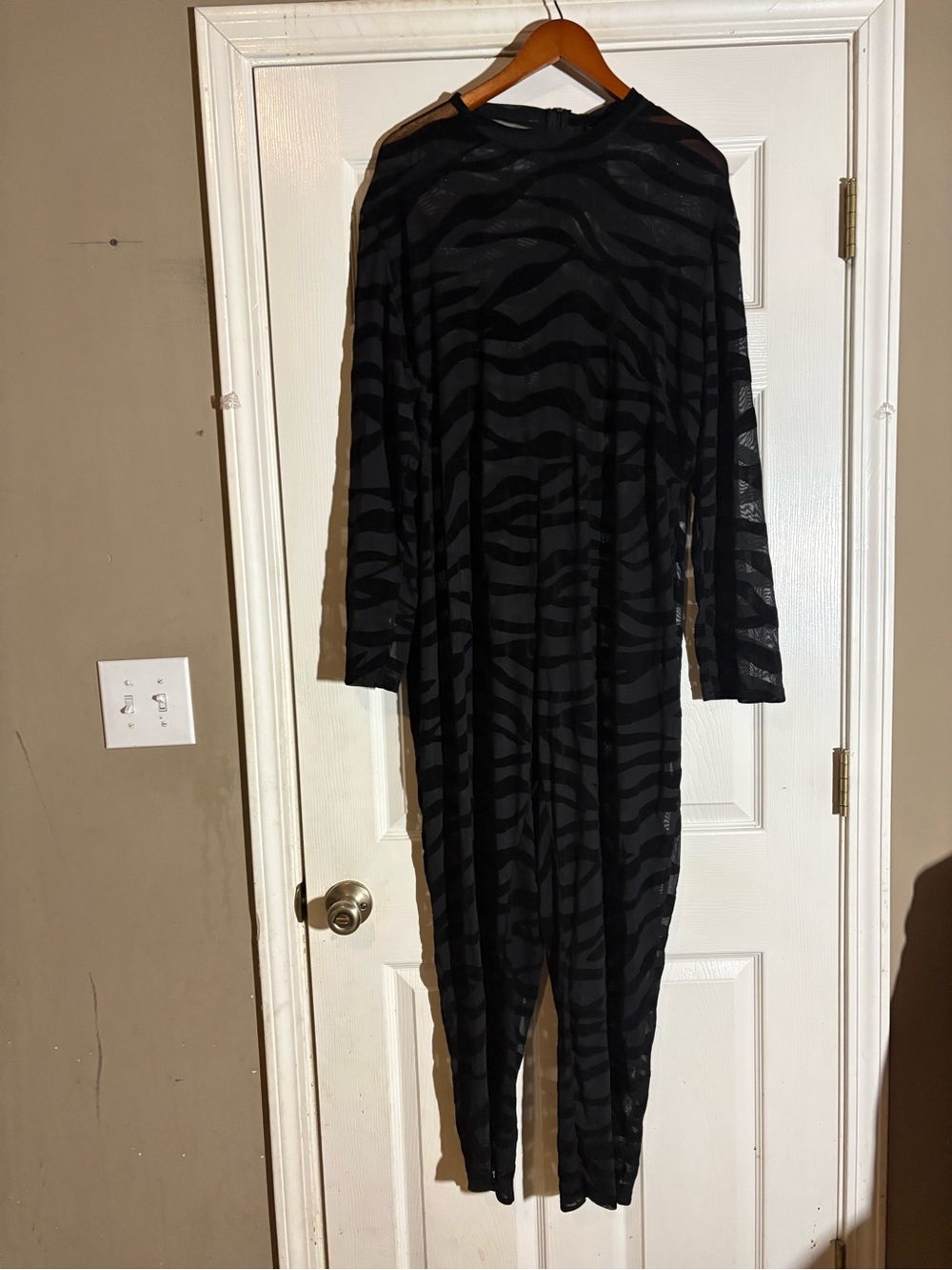 Women's Black Zebra-Print sheer Jumpsuit
